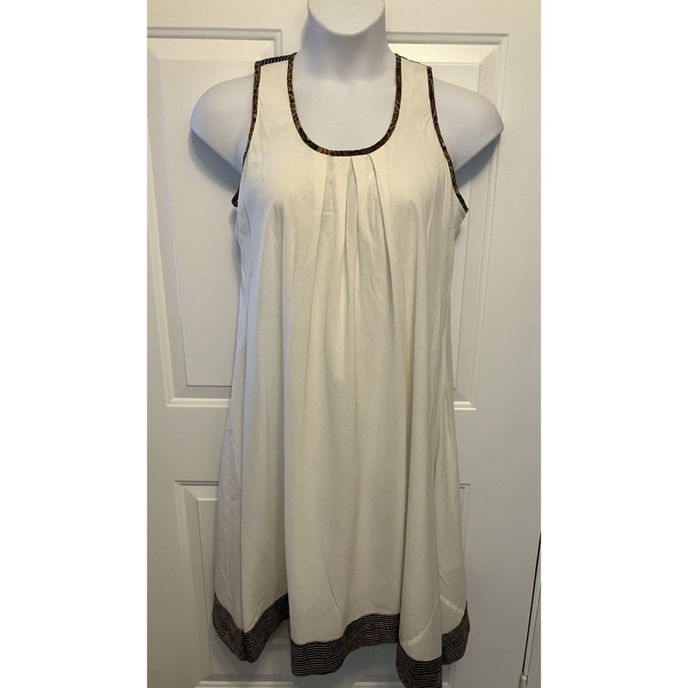April Cornell Women's Sleeveless Ivory Dress‎ Size Large Cotton Lined Beachy